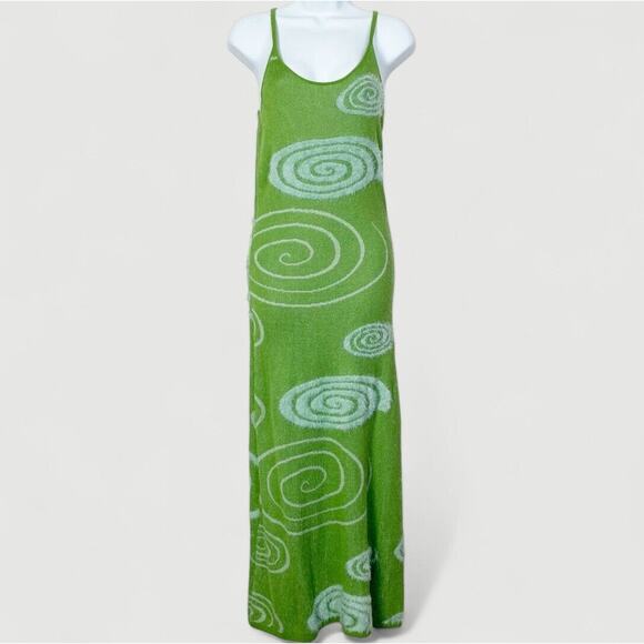 House of Sunny The Galaxy Hockney Knit Midi Slip Cut Out Dress Grass Green  US 4 - mordernwear.com